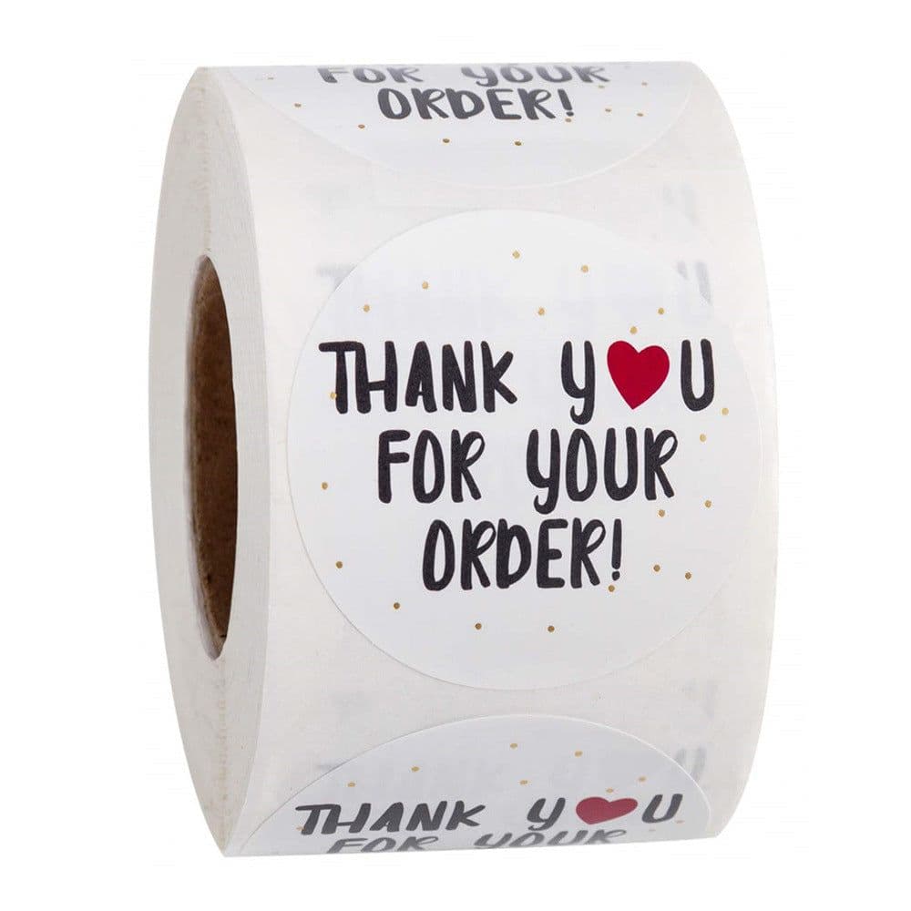 image-Round Thank You For Ordering Sticker Store Gift White Label Sticker 500 Pcs