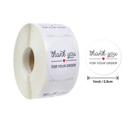 image-Round Thank You For Ordering Sticker Store Gift White Label Sticker 500 Pcs