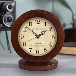 image-Living Room American Simple Wooden Clock Table Clock Mute Modern Bedroom Table Clock