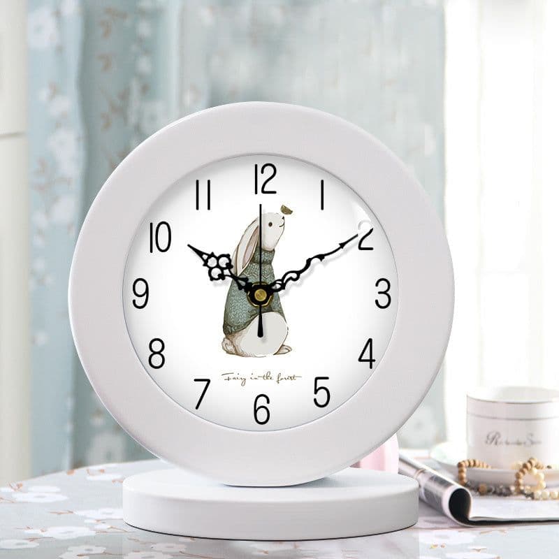 image-Living Room American Simple Wooden Clock Table Clock Mute Modern Bedroom Table Clock