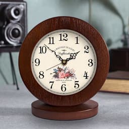 image-Living Room American Simple Wooden Clock Table Clock Mute Modern Bedroom Table Clock