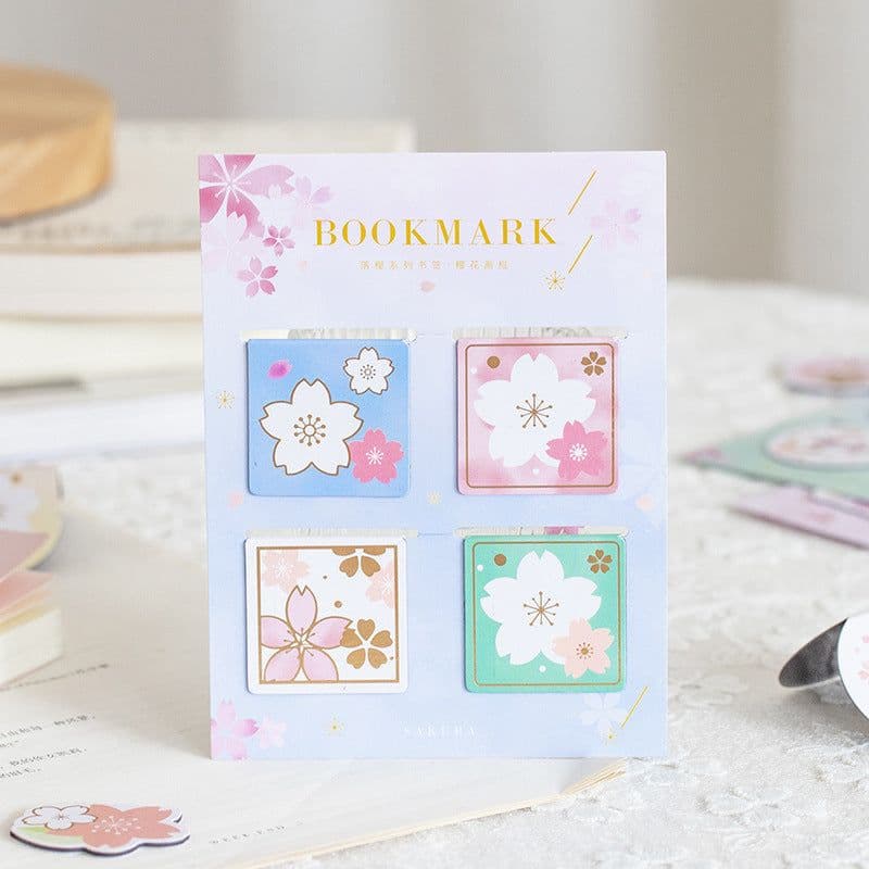 image-Yanji Magnetic Bookmarks Falling Sakura Series Cute Girl Gift Book Folder Fridge Magnet 4 Styles