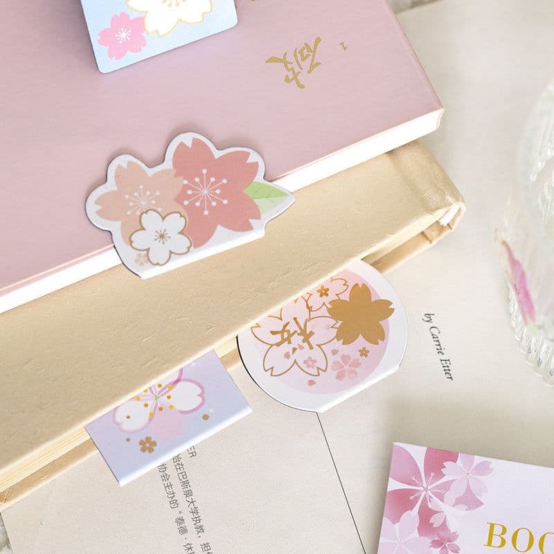 image-Yanji Magnetic Bookmarks Falling Sakura Series Cute Girl Gift Book Folder Fridge Magnet 4 Styles