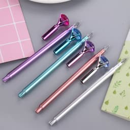 image-Small Fresh, Metallic Diamond Gel Pen, Multicolor Diamond Tip Black Pen, Student Note Pen