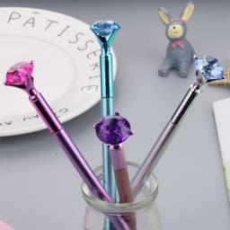 image-Small Fresh, Metallic Diamond Gel Pen, Multicolor Diamond Tip Black Pen, Student Note Pen