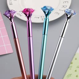 image-Small Fresh, Metallic Diamond Gel Pen, Multicolor Diamond Tip Black Pen, Student Note Pen