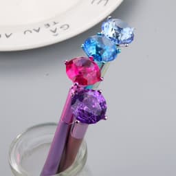 image-Small Fresh, Metallic Diamond Gel Pen, Multicolor Diamond Tip Black Pen, Student Note Pen