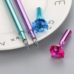 image-Small Fresh, Metallic Diamond Gel Pen, Multicolor Diamond Tip Black Pen, Student Note Pen