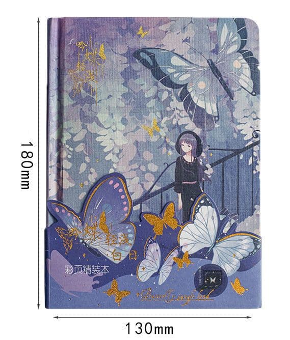 image-Butterfly Series Color Page Notebook Student's Diary A5 Creative Beautiful Hardcover Notebook