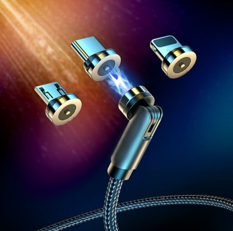 image-Essager Rotate Magnetic Cable 360 Degree USB Type C Charging Cable Fast Charging Magnet Charger 540 Rotate Micro Magnetic Cable