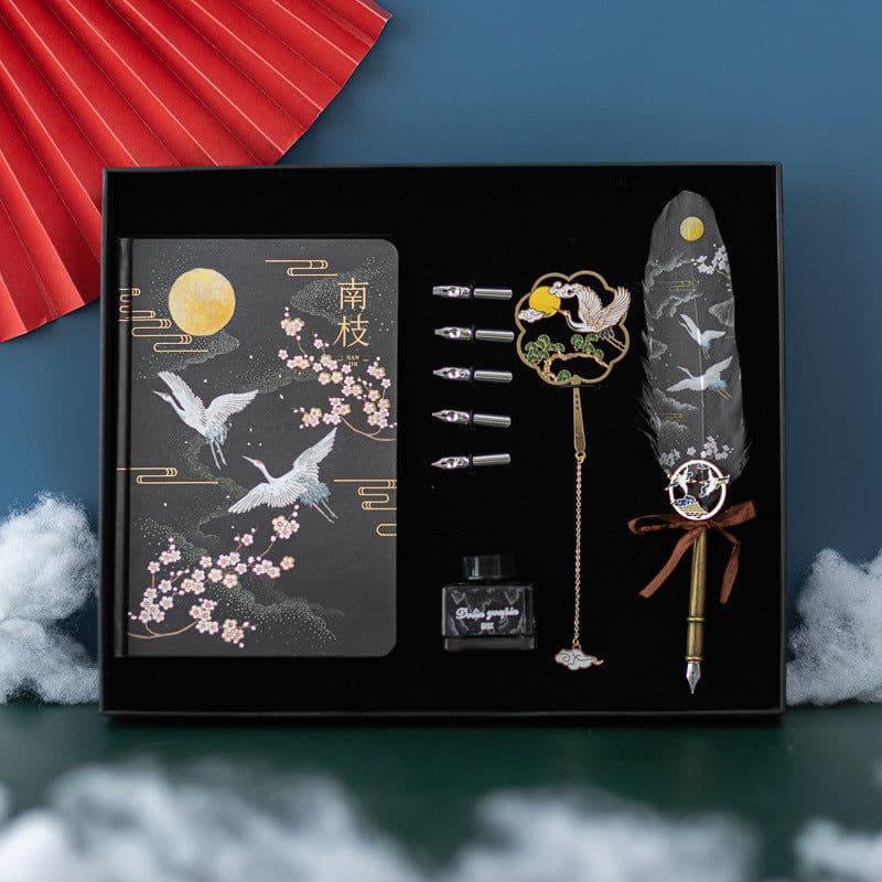 image-Chinese Style Feather Pen Set Jianhegui Notebook Set Guochao Gift Set