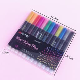 image-Contour Pen 12 Color Double Line Pen Flashing Highlighter Marker Pen