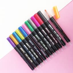 image-Contour Pen 12 Color Double Line Pen Flashing Highlighter Marker Pen