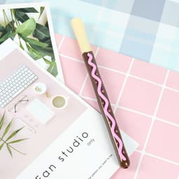 image-Korean Soft Gel Chocolate Stick Scented Needle Tube Gel Pen Black Ink Pen Signature
