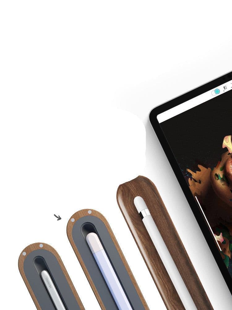 image-Compatible with Apple, Lzl Suitable For Pencil Storage Box Solid Wood Pen Box Ipad Tablet Generation Second Generation Stylus Pen Sleeve Huawei Stylus Mpencil Capacitor Pen Universal Protective Sleeve With Pen Slot Ac