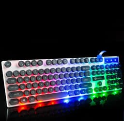 image-Limei Tx30 Retro Punk Keyboard Usb Wired Home Desktop Computer Backlit Retro Round Key Cap Keyboard