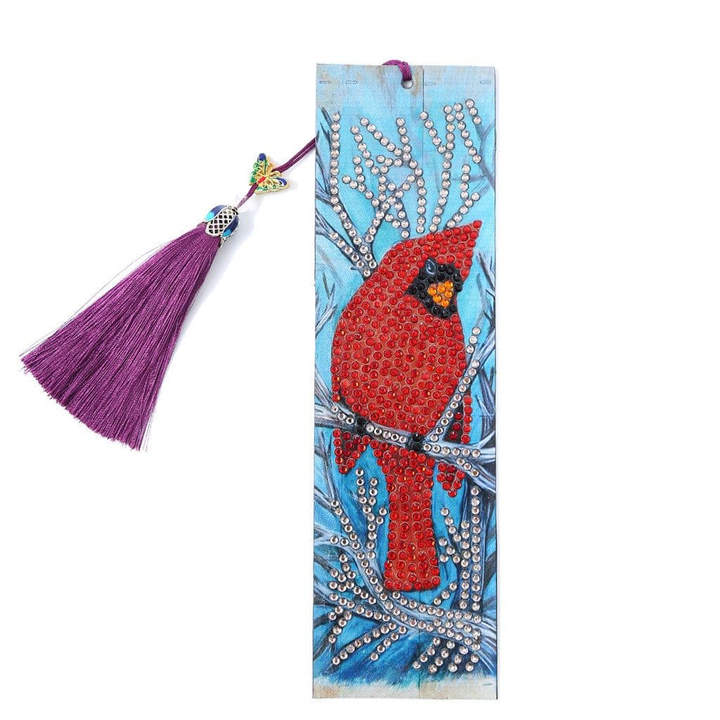 image-Cross-border New 5d Bookmark Diamond Painting Red Bird Diy Bookmark With Pendant
