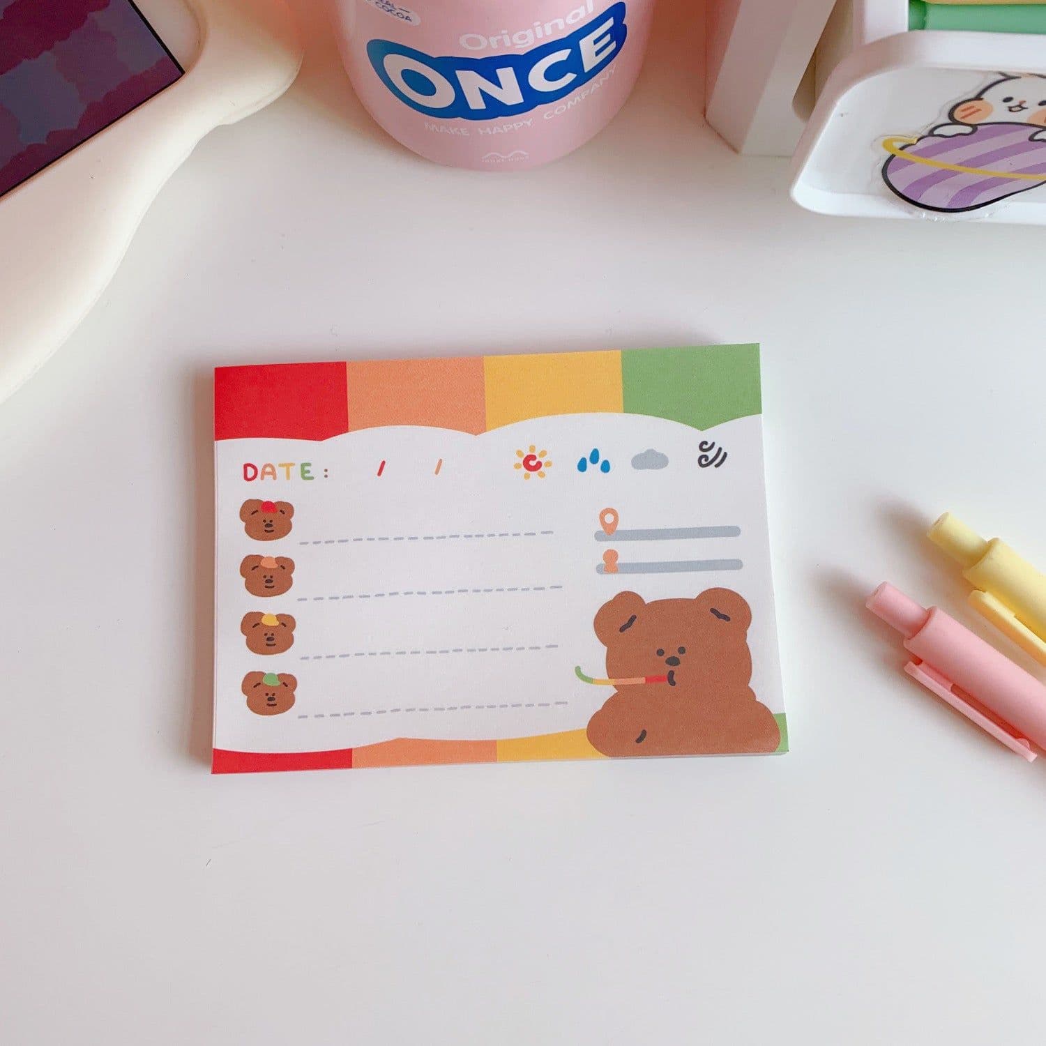 image-Kawaii Bear Memo Pads Note Paper Daily To Do It Check