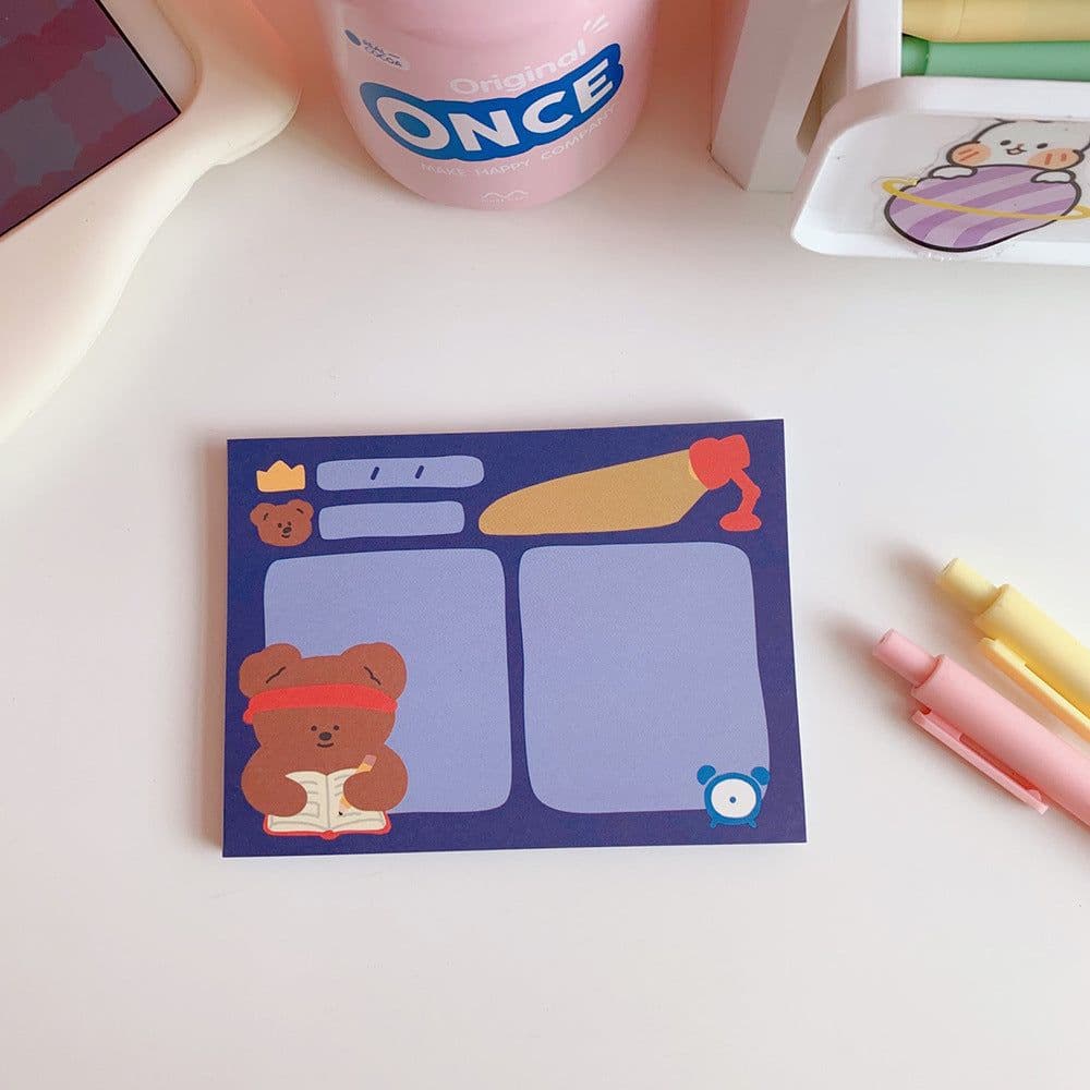 image-Kawaii Bear Memo Pads Note Paper Daily To Do It Check