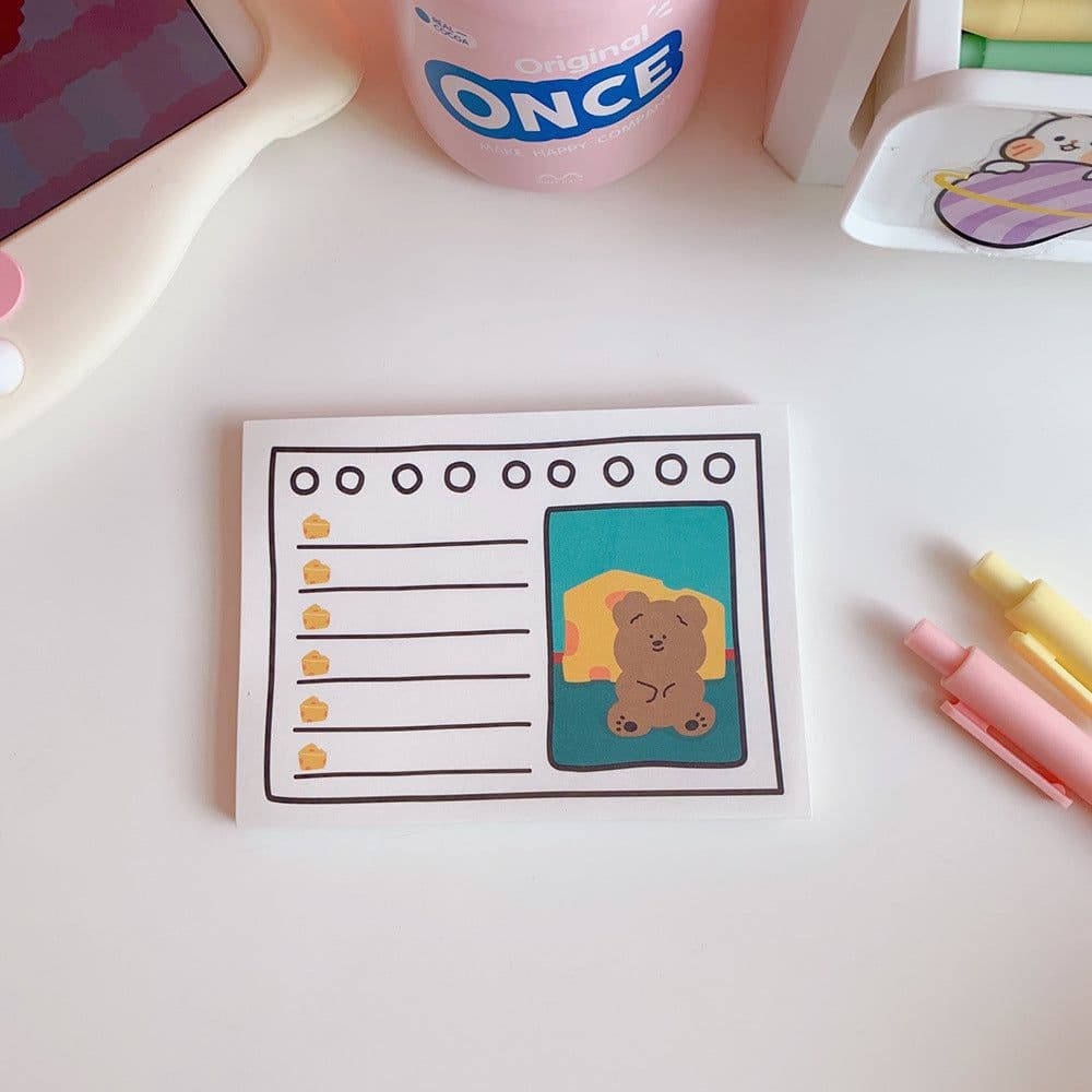 image-Kawaii Bear Memo Pads Note Paper Daily To Do It Check