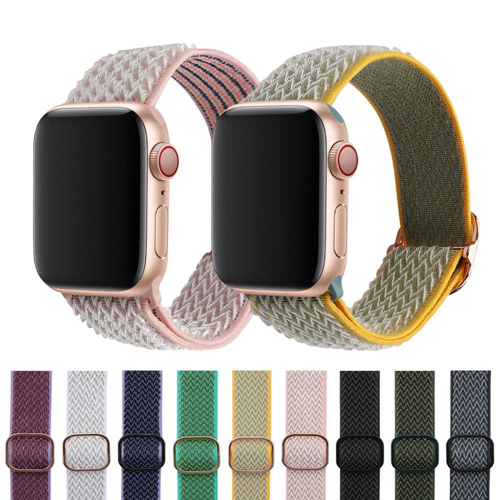 image-Braided Nylon Strap 44 Mm 42 Mm 40 Mm 38 Mm, Adjustable Elastic Wrist Strap