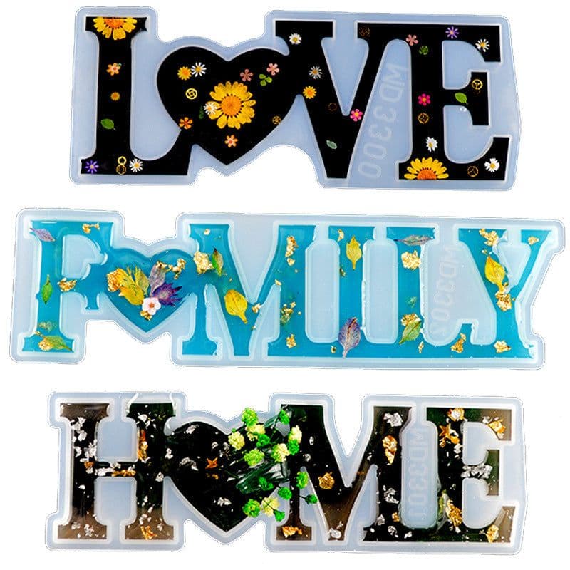 image-Letter mold Epoxy mold diy Jewelry Abrasive English mirror love English word Silicone mold