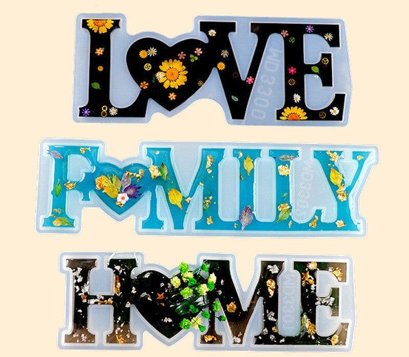 image-Letter mold Epoxy mold diy Jewelry Abrasive English mirror love English word Silicone mold