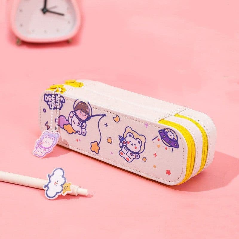 image-ins cartoon pencil case cute astronaut double-layer pencil case
