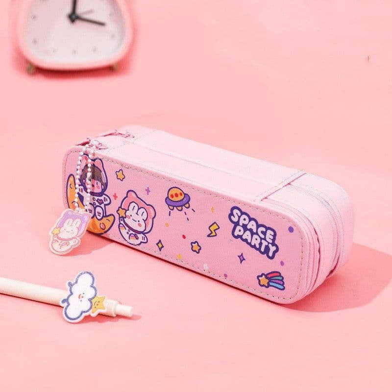 image-ins cartoon pencil case cute astronaut double-layer pencil case