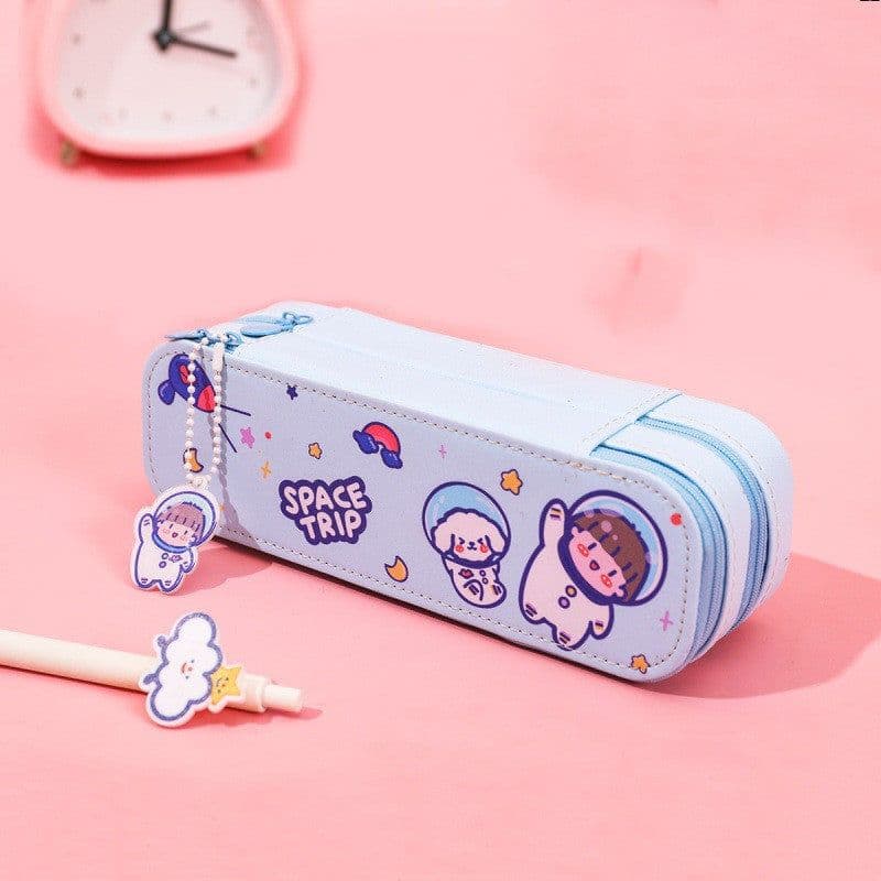 image-ins cartoon pencil case cute astronaut double-layer pencil case