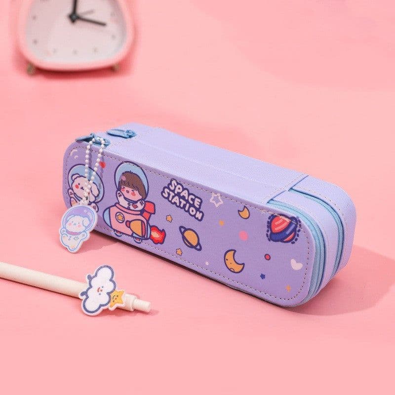 image-ins cartoon pencil case cute astronaut double-layer pencil case