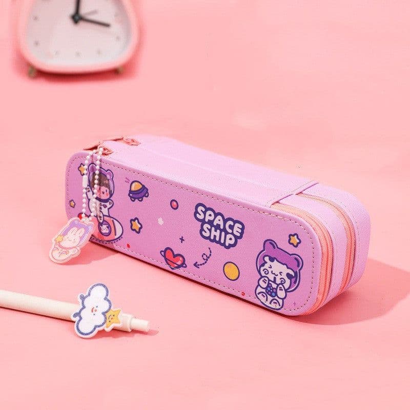 image-ins cartoon pencil case cute astronaut double-layer pencil case