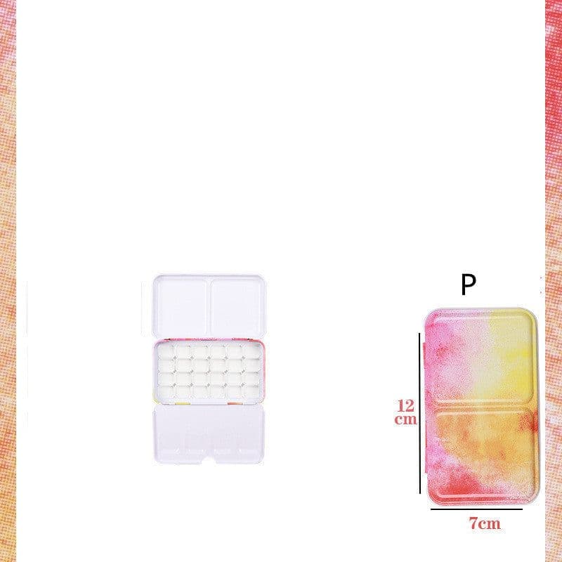 image-Color Empty Palette Case Tins Box Paint Storage Iron Box with 24 Half Pans For Watercolor Paints Painting Art Supplies