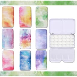 image-Color Empty Palette Case Tins Box Paint Storage Iron Box with 24 Half Pans For Watercolor Paints Painting Art Supplies