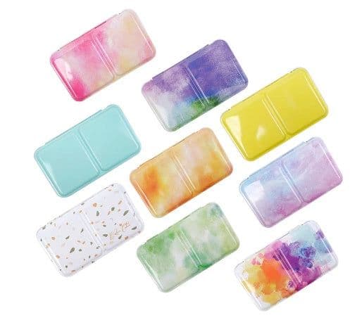image-Color Empty Palette Case Tins Box Paint Storage Iron Box with 24 Half Pans For Watercolor Paints Painting Art Supplies