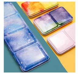 image-Color Empty Palette Case Tins Box Paint Storage Iron Box with 24 Half Pans For Watercolor Paints Painting Art Supplies