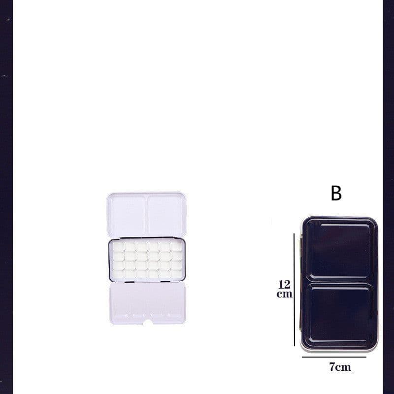 image-Color Empty Palette Case Tins Box Paint Storage Iron Box with 24 Half Pans For Watercolor Paints Painting Art Supplies