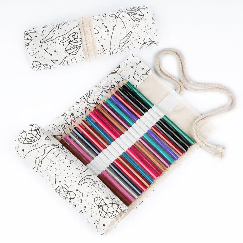 image-Creative Pencil Case Pencil Case Plain Starry Sky Pen Curtain Roll Pencil Case Color Lead Sketch