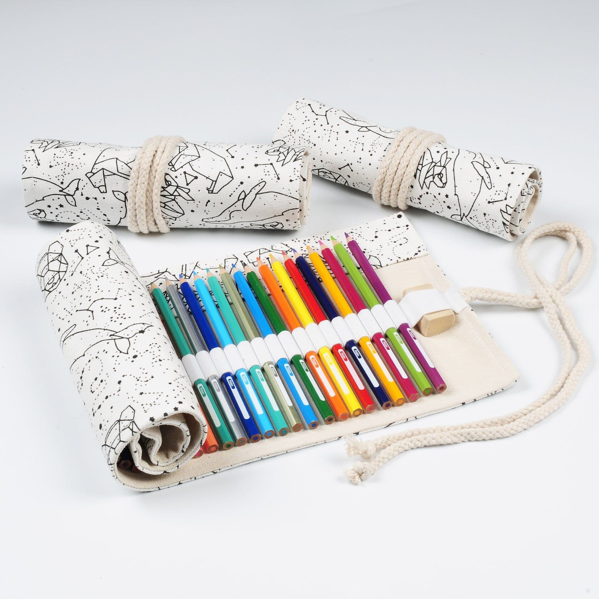 image-Creative Pencil Case Pencil Case Plain Starry Sky Pen Curtain Roll Pencil Case Color Lead Sketch