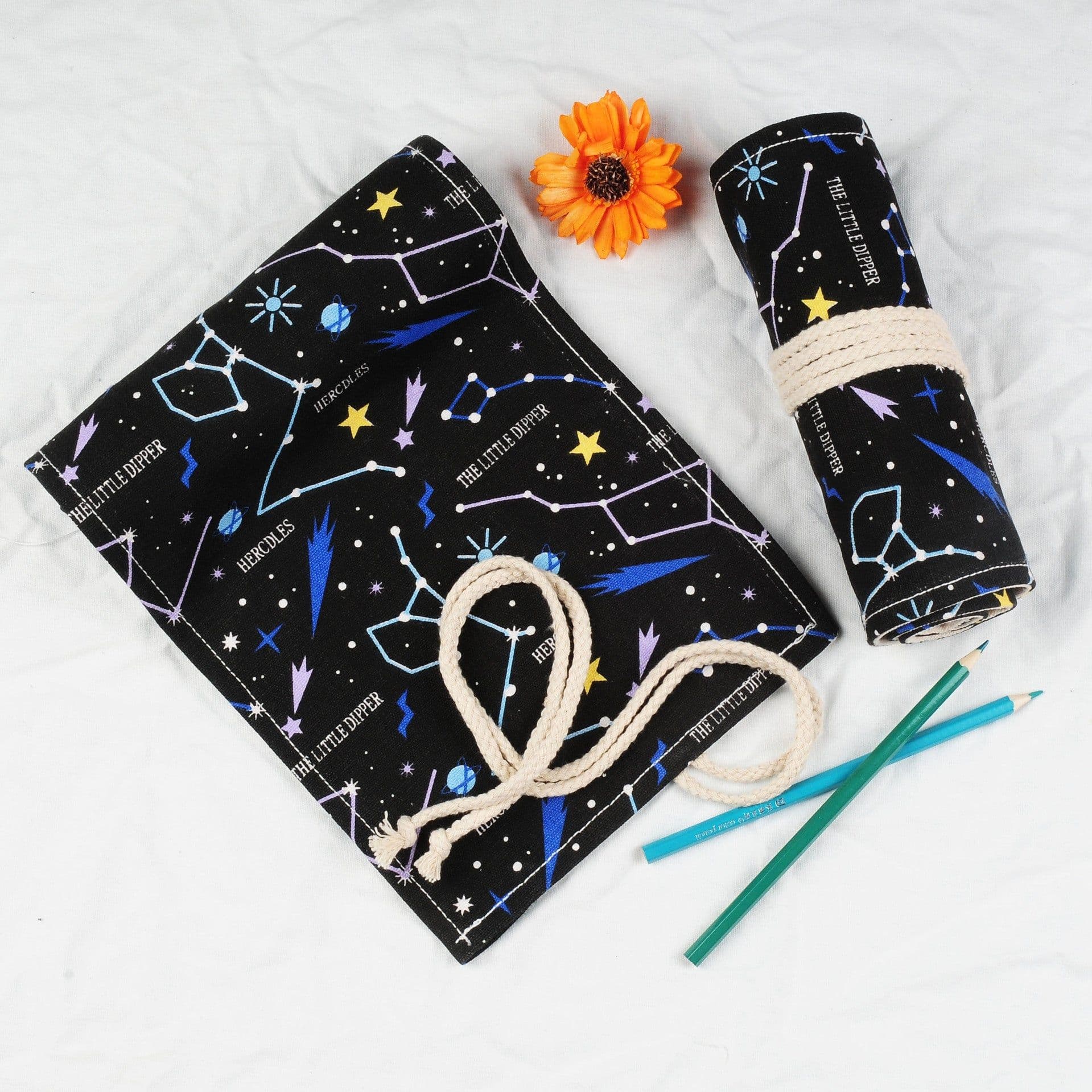 image-Creative Pencil Case Pencil Case Plain Starry Sky Pen Curtain Roll Pencil Case Color Lead Sketch