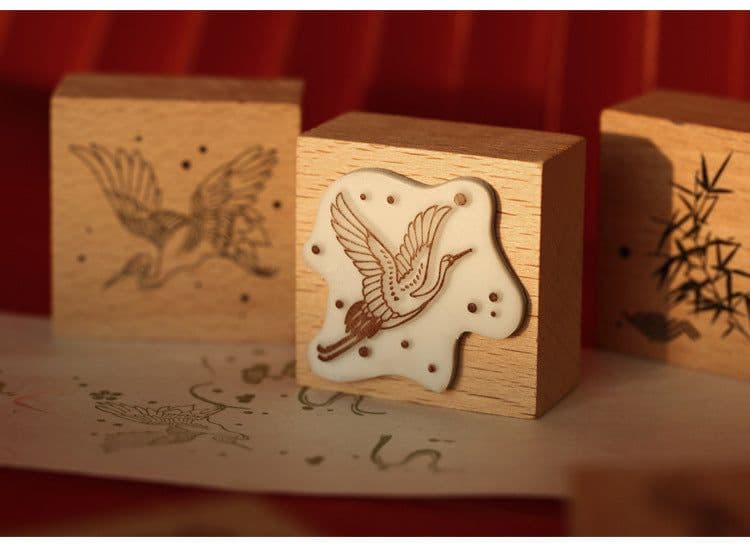 image-Mr. Paper Wooden Seal Set, Huahegui Series, Handbook Stationery Material DIY Printing