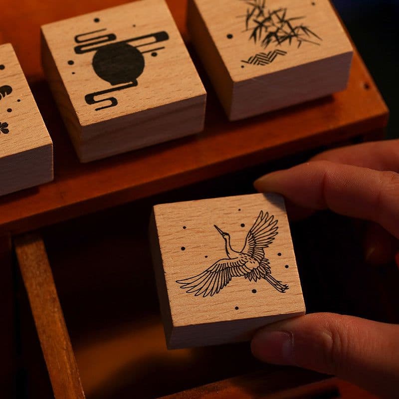 image-Mr. Paper Wooden Seal Set, Huahegui Series, Handbook Stationery Material DIY Printing
