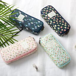 image-Pastoral Floral Simple Multifunctional Student Stationery Pen Storage Bag