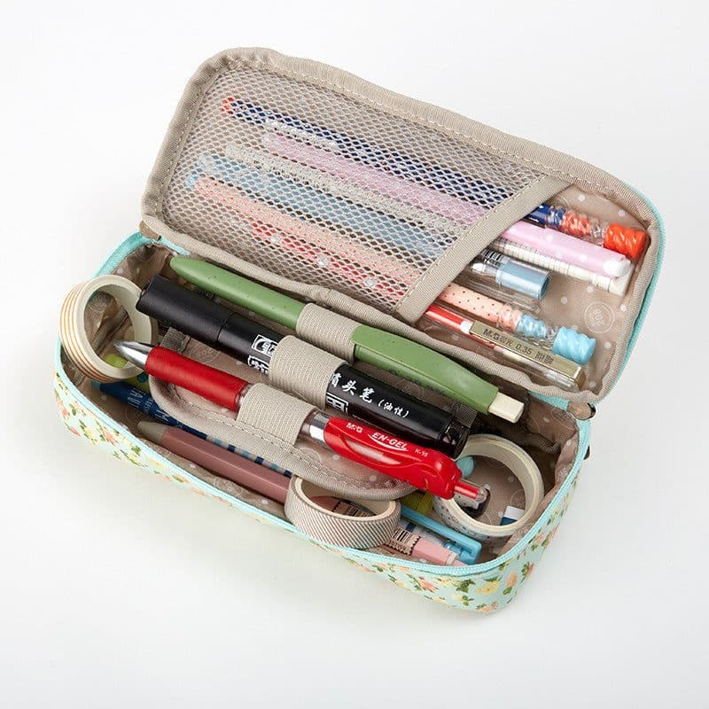 image-Pastoral Floral Simple Multifunctional Student Stationery Pen Storage Bag