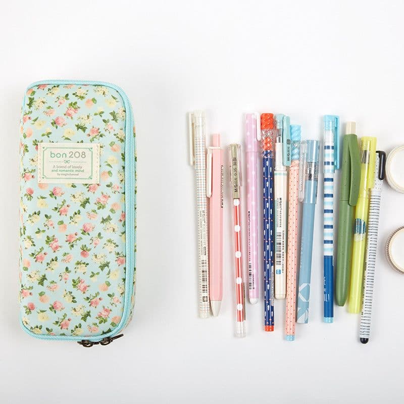 image-Pastoral Floral Simple Multifunctional Student Stationery Pen Storage Bag