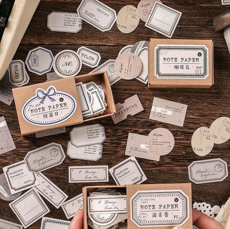 image-Mini Label Series Retro Hand Account DIY Decoration Base Paper 45 Sheets