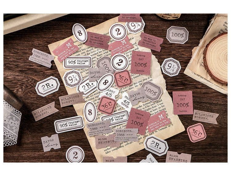 image-Mini Label Series Retro Hand Account DIY Decoration Base Paper 45 Sheets