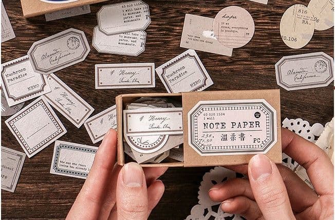 image-Mini Label Series Retro Hand Account DIY Decoration Base Paper 45 Sheets