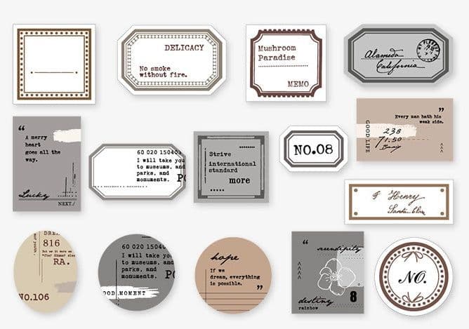 image-Mini Label Series Retro Hand Account DIY Decoration Base Paper 45 Sheets