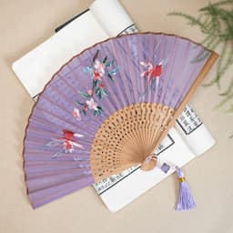 image-Embroidered Hanfu Embroidered Tuan Fan Portable Folding Summer Silk Su Embroidered Fan